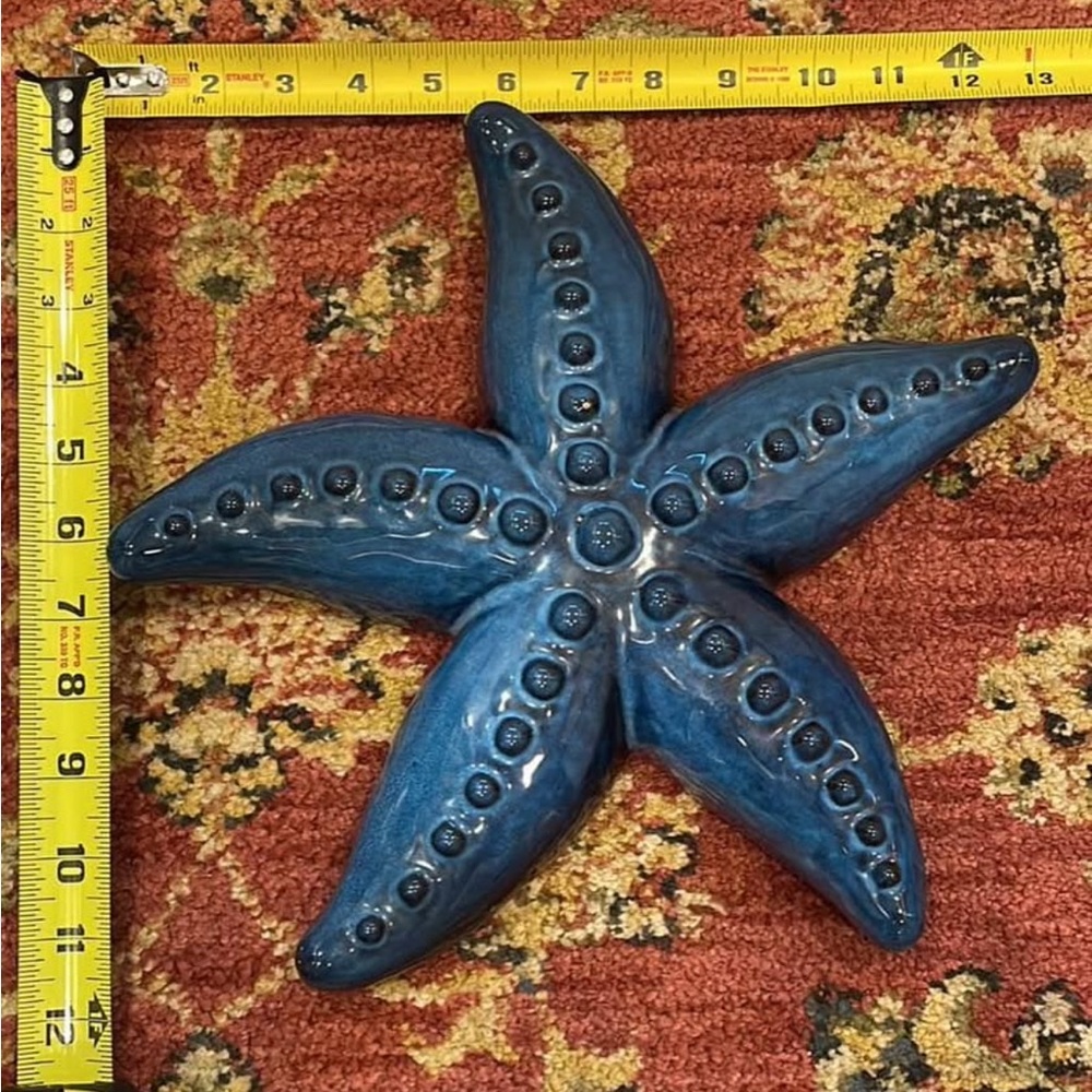 Home Decor blue ceramic starfish decor accents, great gift, beach